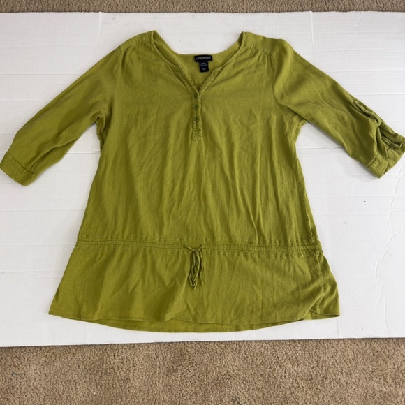 Green Lane Bryant drawstring blouse  100% Cotton long sleeve blouse size  22/24 - Picture 1 of 6